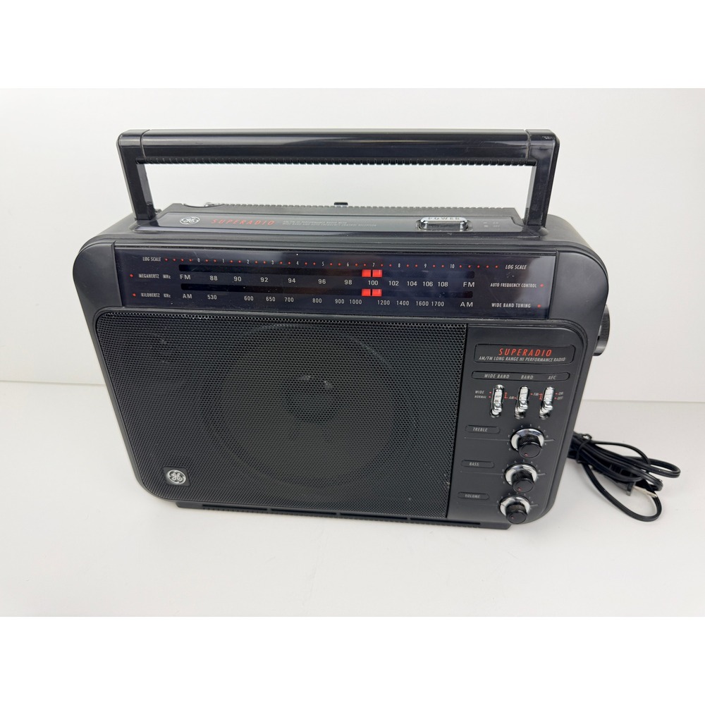 GE Superadio AM/FM Long Range Hi Performance Radio Black Model 7-2887A WORKS